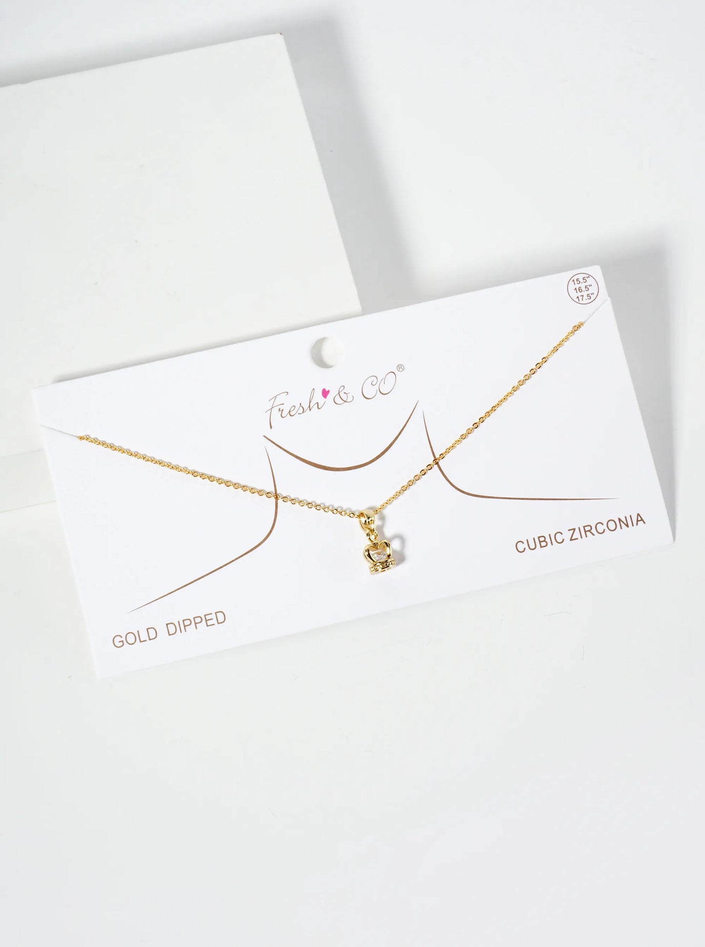 18K-Gold-Dipped Cubic-Zirconia Crown Pendant Necklace