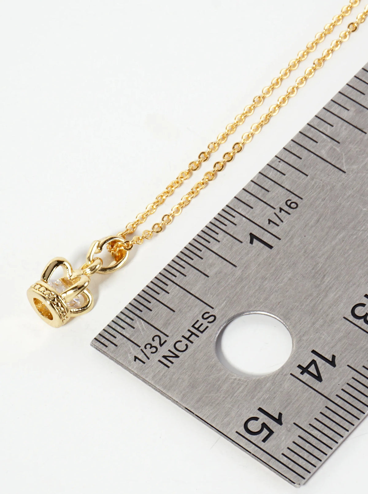 18K-Gold-Dipped Cubic-Zirconia Crown Pendant Necklace