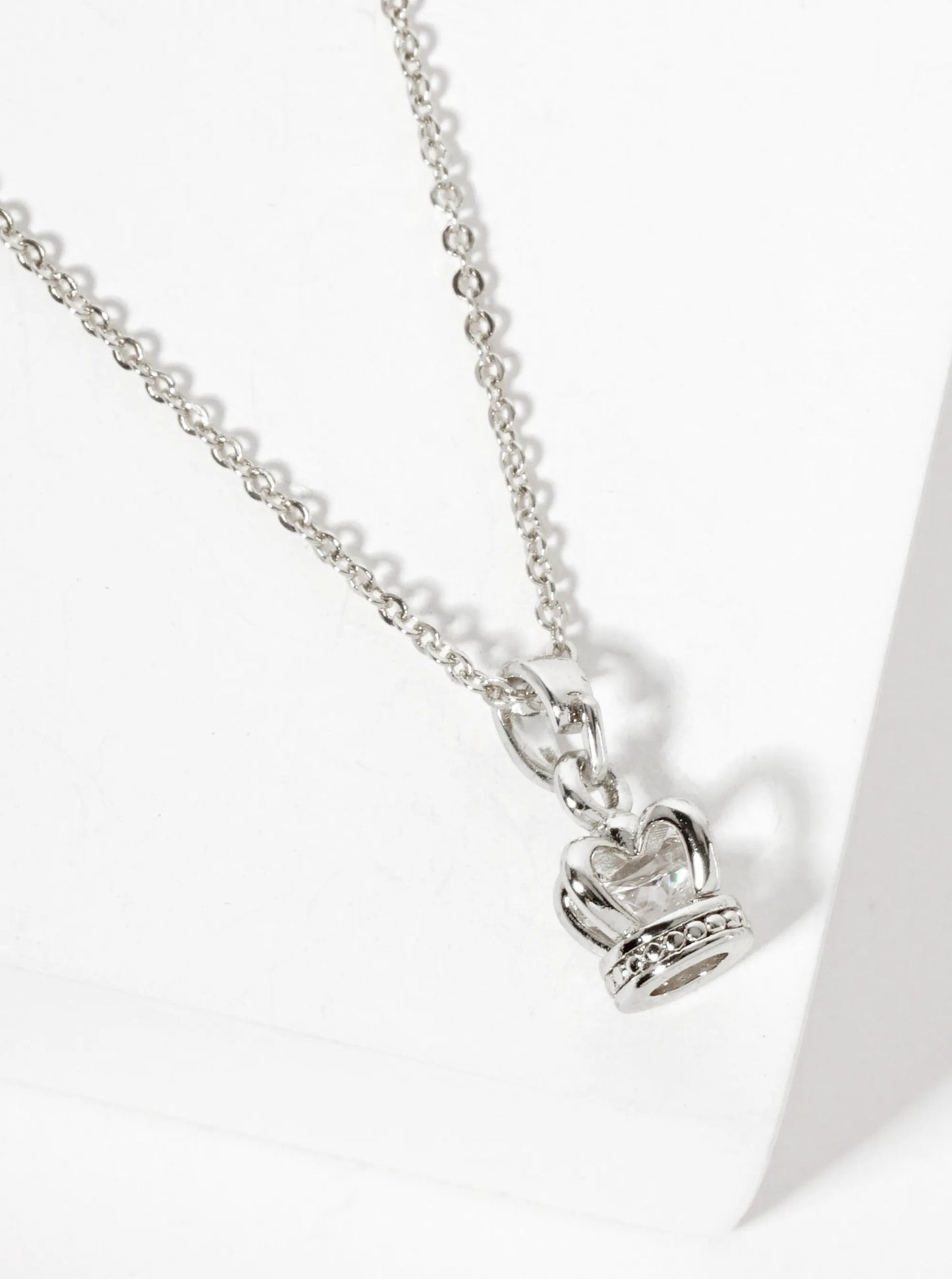 18K-Gold-Dipped Cubic-Zirconia Crown Pendant Necklace