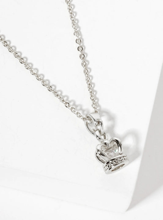 18K-Gold-Dipped Cubic-Zirconia Crown Pendant Necklace