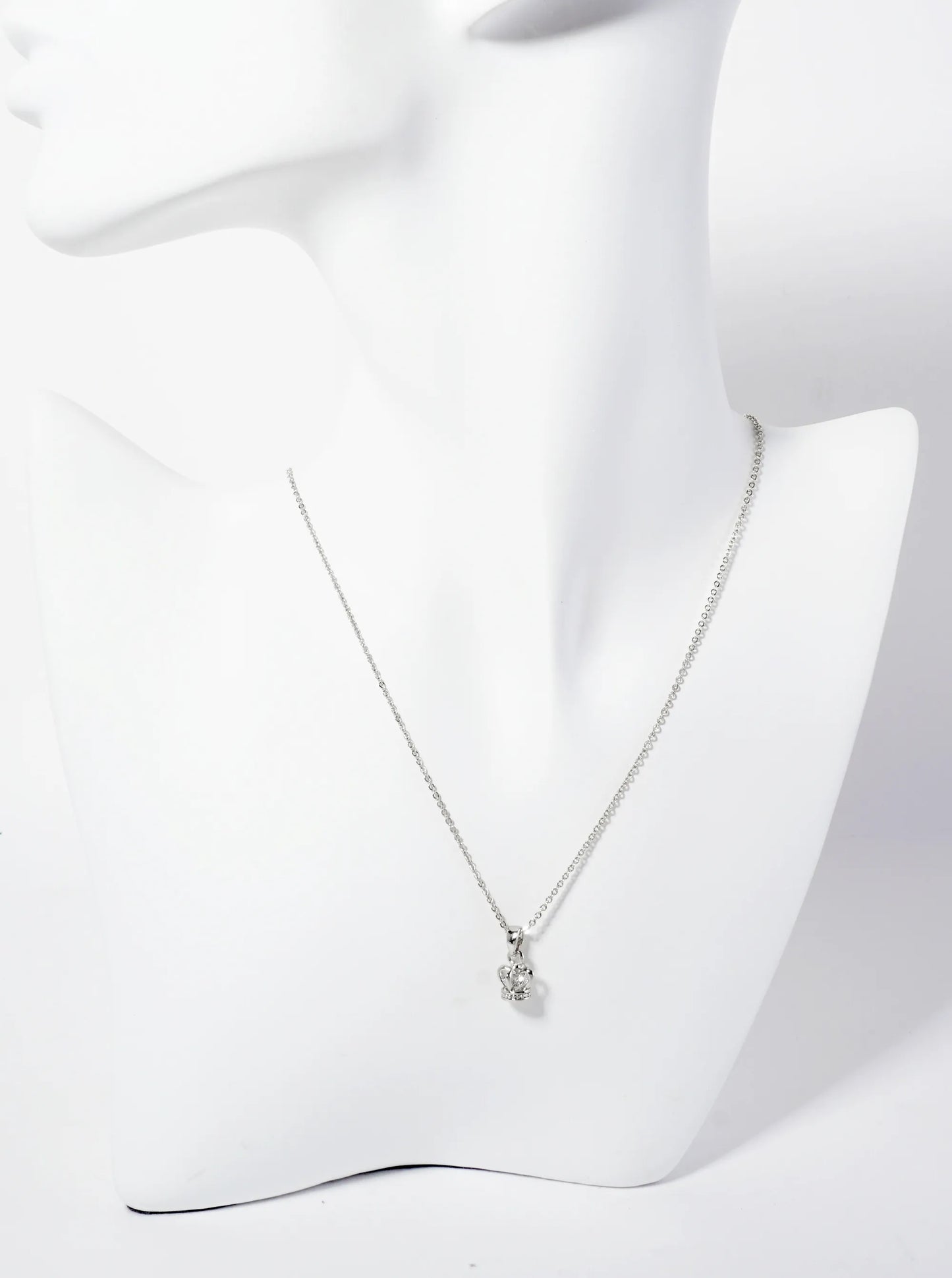 18K-Gold-Dipped Cubic-Zirconia Crown Pendant Necklace