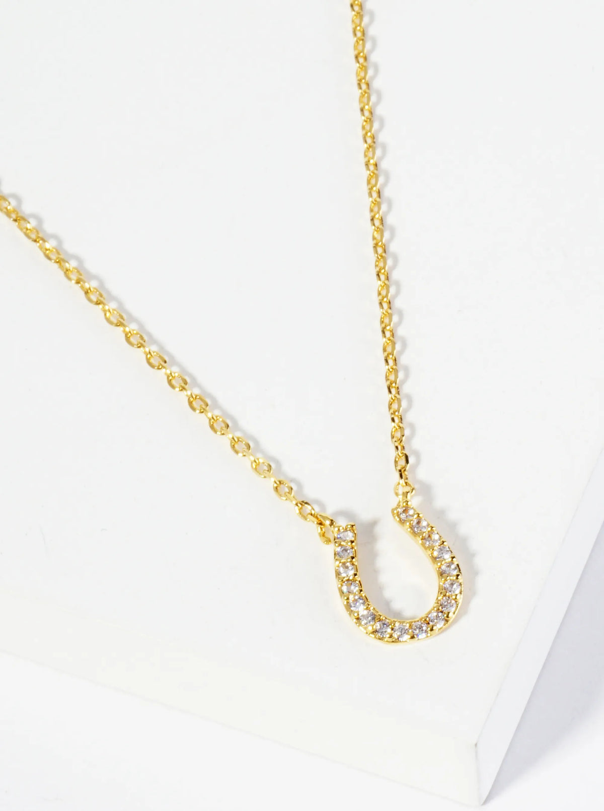 18K Gold Dipped Cubic Zirconia Horseshoe Pendant Necklace