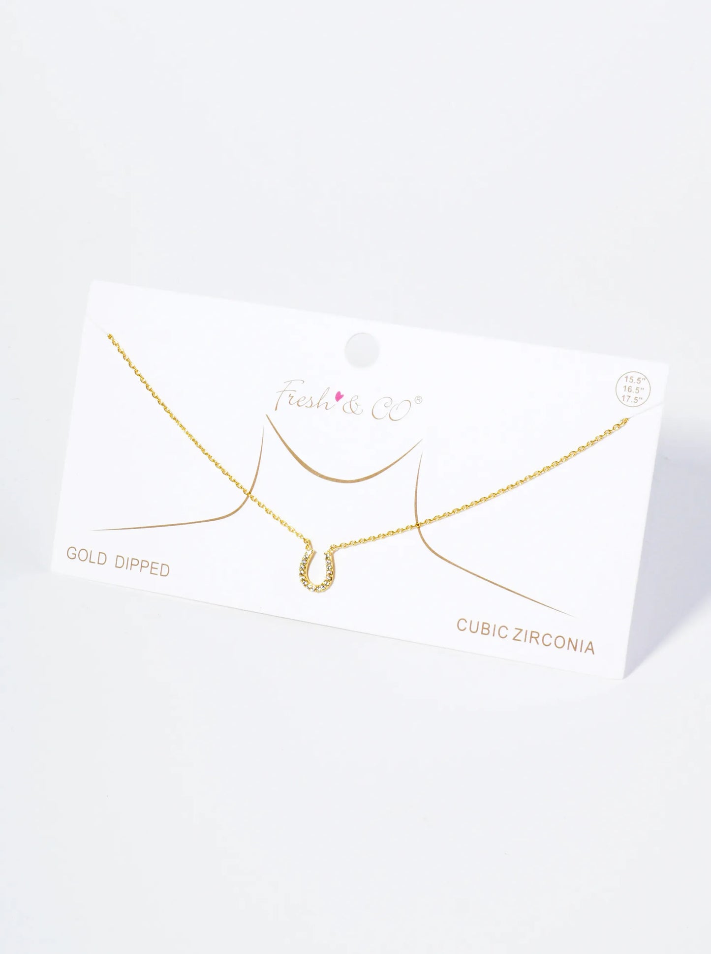 18K Gold Dipped Cubic Zirconia Horseshoe Pendant Necklace