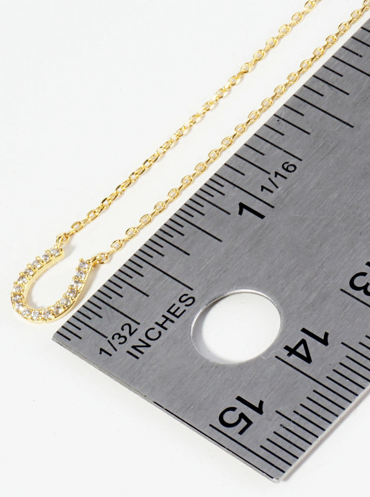 18K Gold Dipped Cubic Zirconia Horseshoe Pendant Necklace