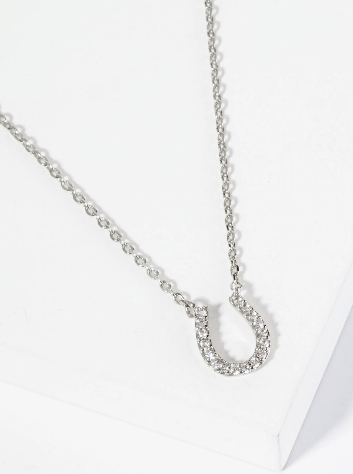 18K Gold Dipped Cubic Zirconia Horseshoe Pendant Necklace