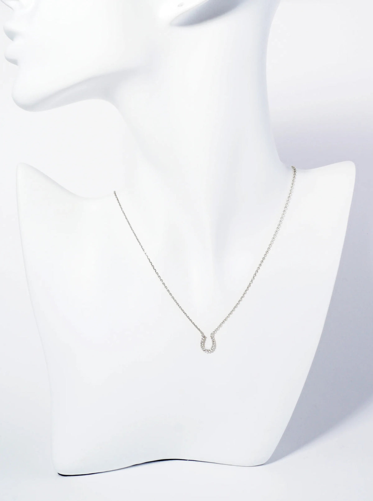 18K Gold Dipped Cubic Zirconia Horseshoe Pendant Necklace