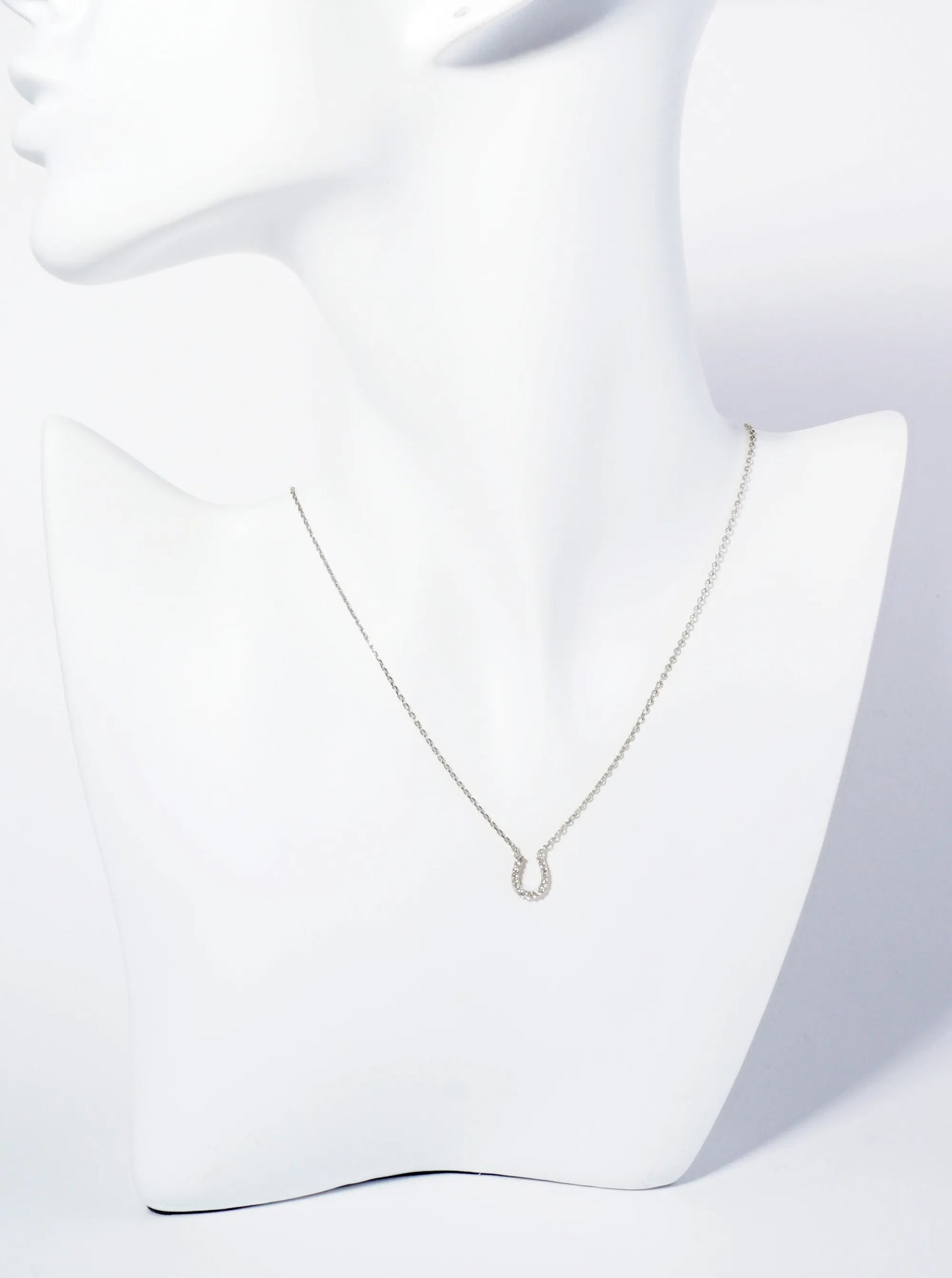 18K Gold Dipped Cubic Zirconia Horseshoe Pendant Necklace