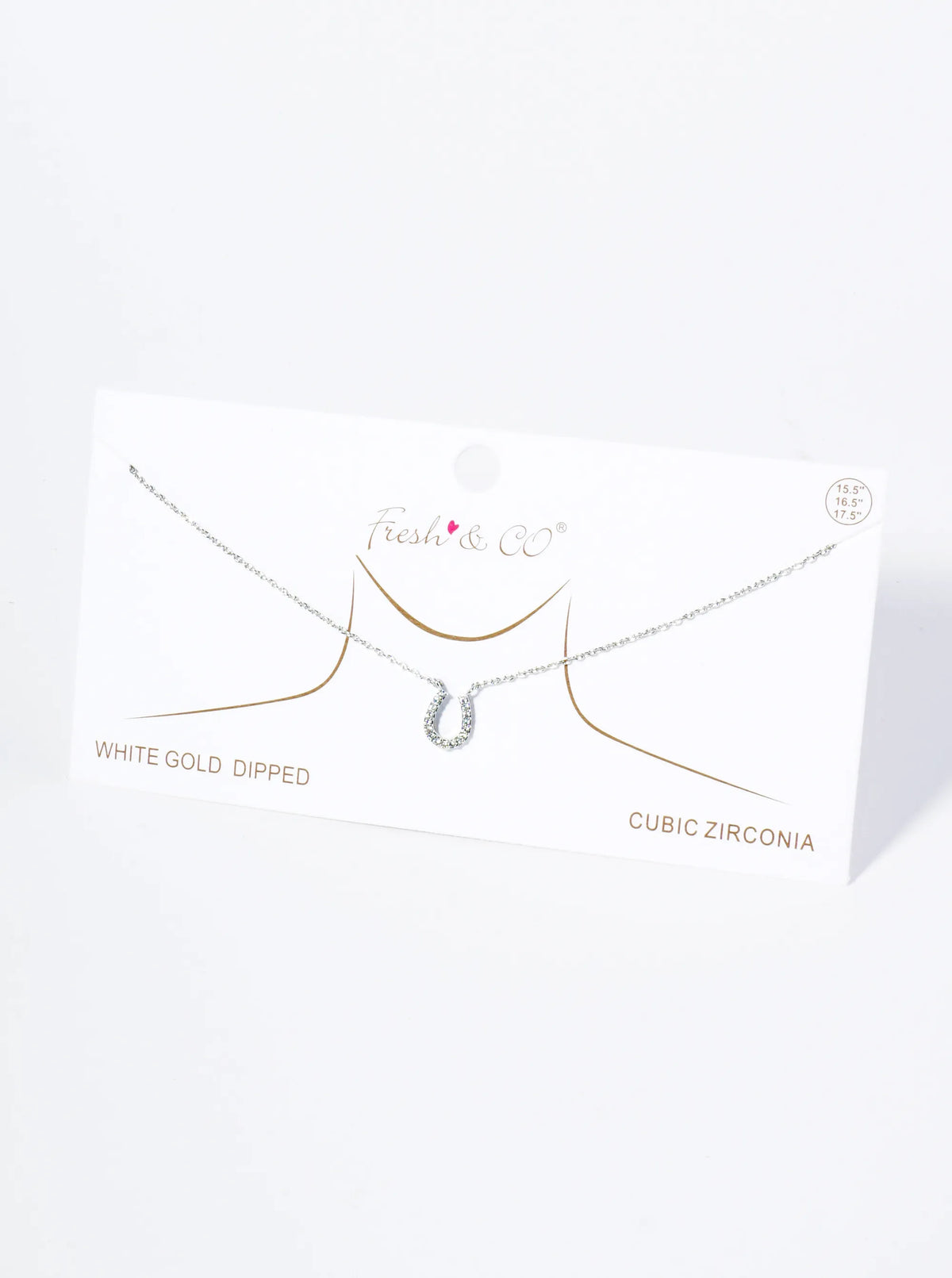 18K Gold Dipped Cubic Zirconia Horseshoe Pendant Necklace