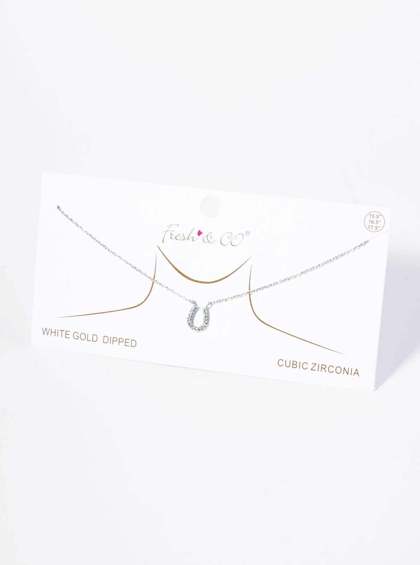 18K Gold Dipped Cubic Zirconia Horseshoe Pendant Necklace