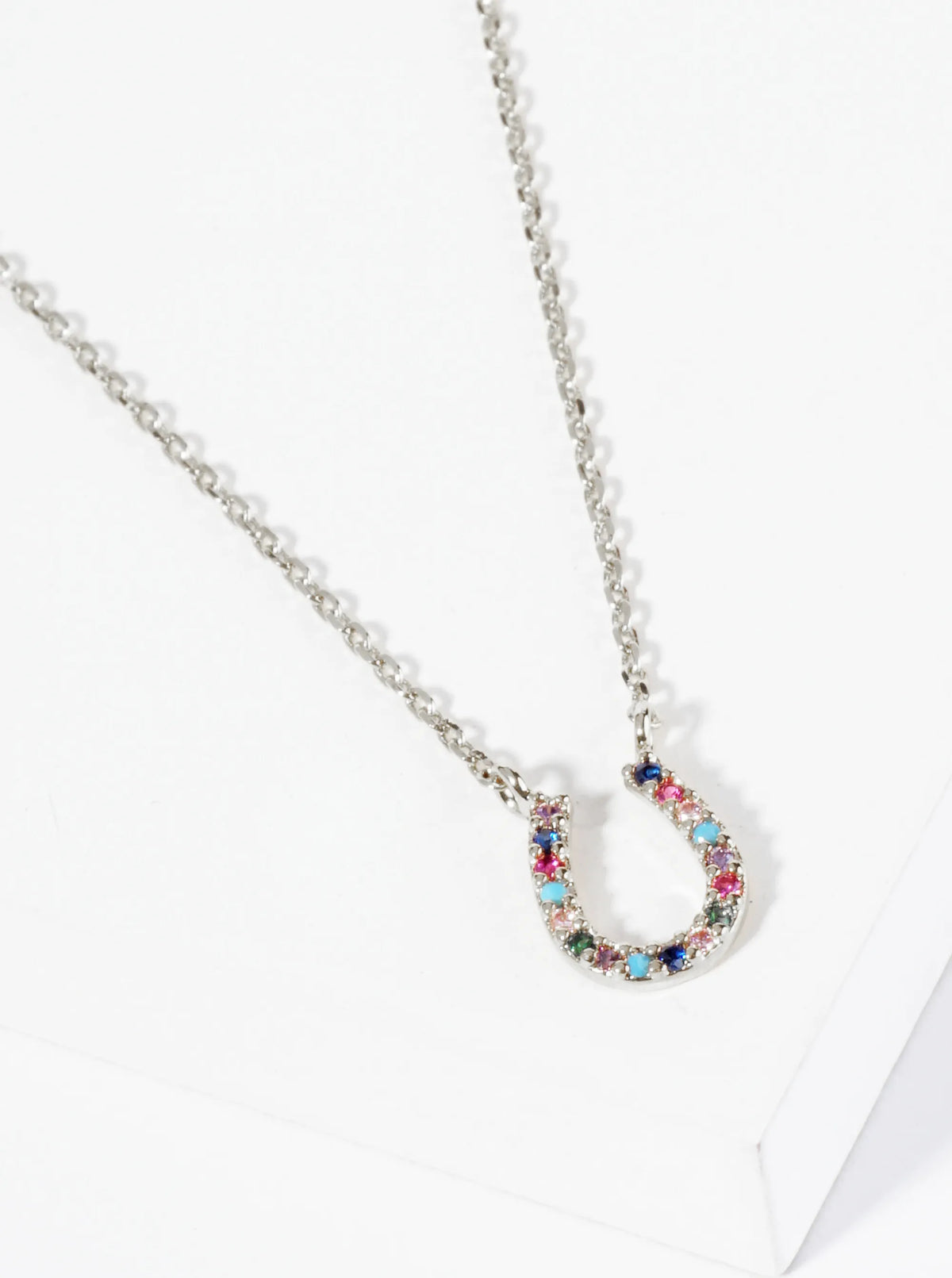 18K Gold Dipped Cubic Zirconia Horseshoe Pendant Necklace