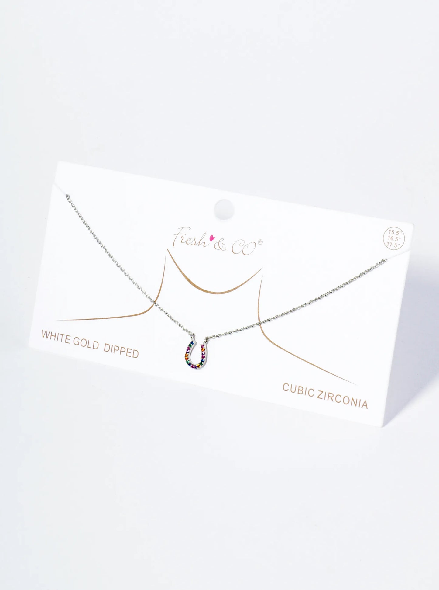 18K Gold Dipped Cubic Zirconia Horseshoe Pendant Necklace