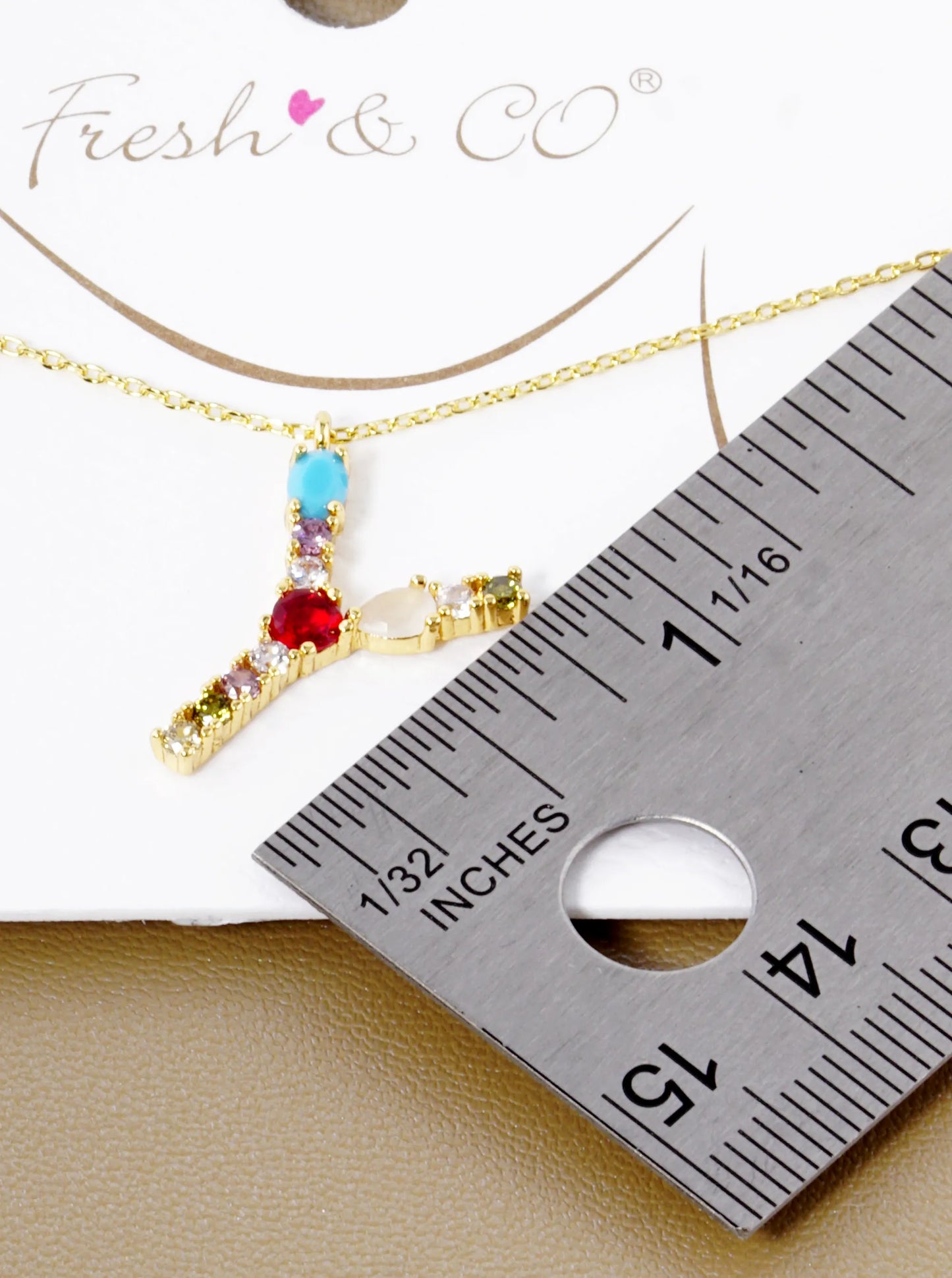 18K Gold Dipped Cubic Zirconia Initial Pendant Statement Necklace