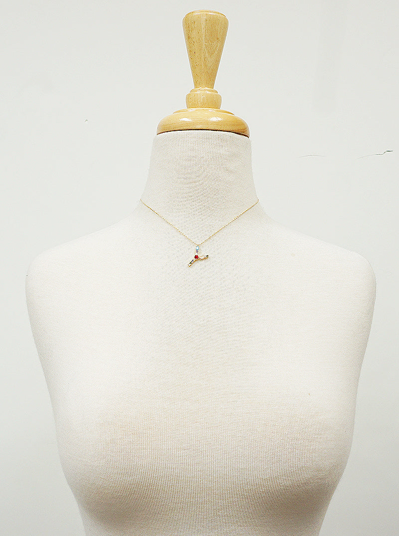 18K Gold Dipped Cubic Zirconia Initial Pendant Statement Necklace