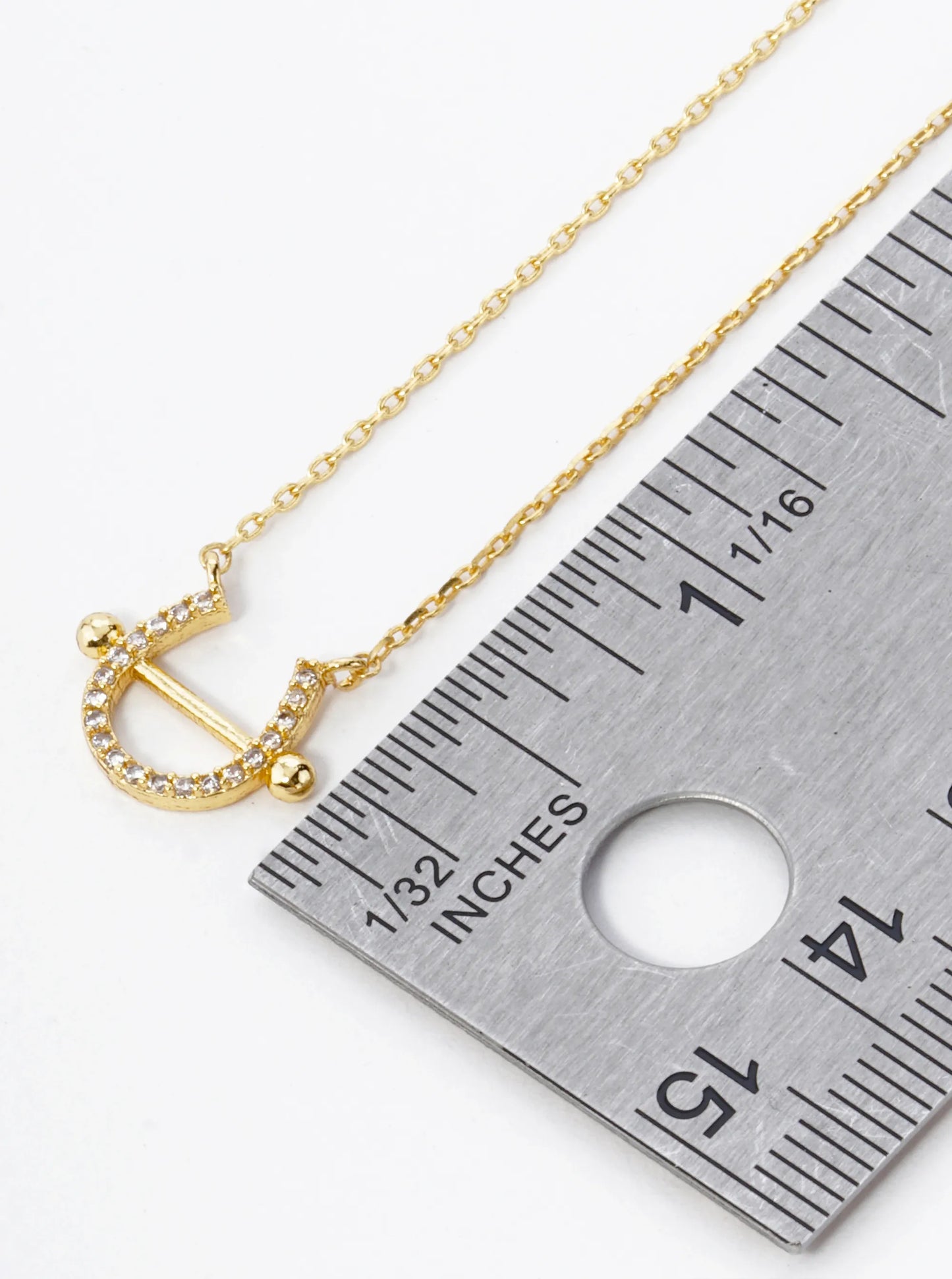18K Gold Dipped Cubic Zirconia Pave Horseshoe Pendant Necklace