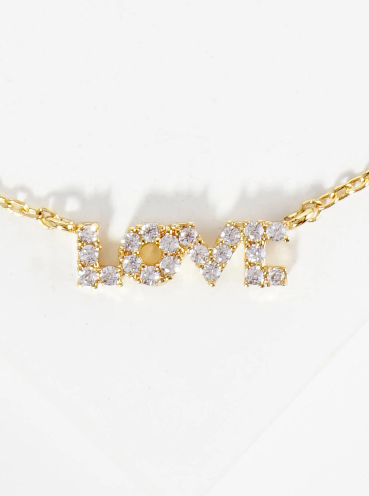 18K Gold Dipped Cubic Zirconia Pave LOVE Brass Chain Anklet