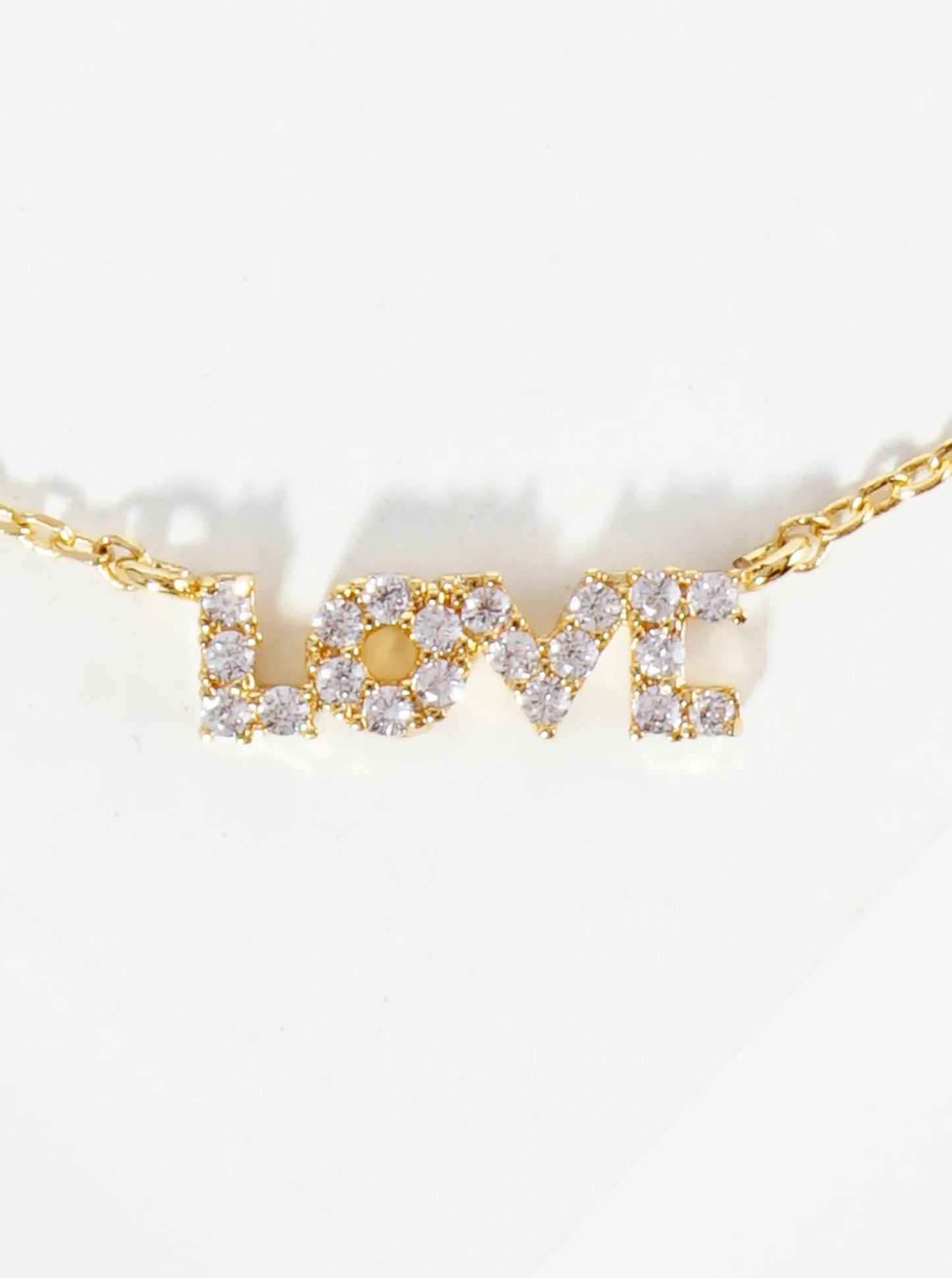 18K Gold Dipped Cubic Zirconia Pave LOVE Brass Chain Anklet