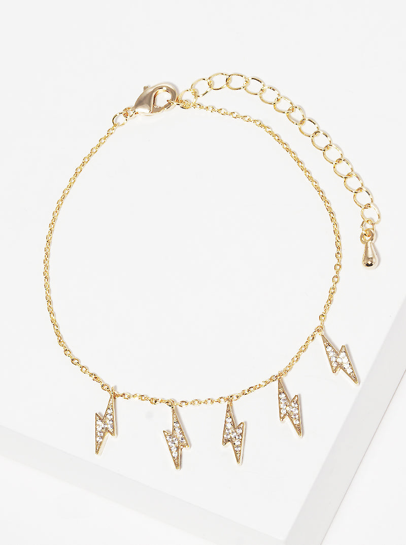 18K Gold Dipped Cubic Zirconia Pave Lighting Charm Bracelet