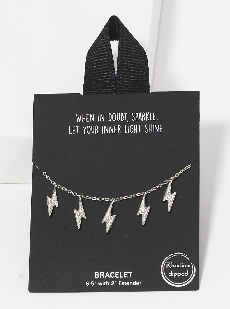 18K Gold Dipped Cubic Zirconia Pave Lighting Charm Bracelet