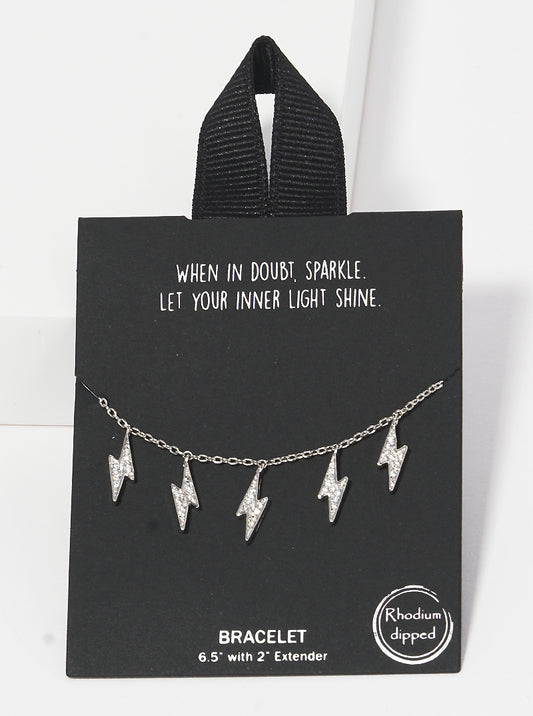 18K Gold Dipped Cubic Zirconia Pave Lighting Charm Bracelet