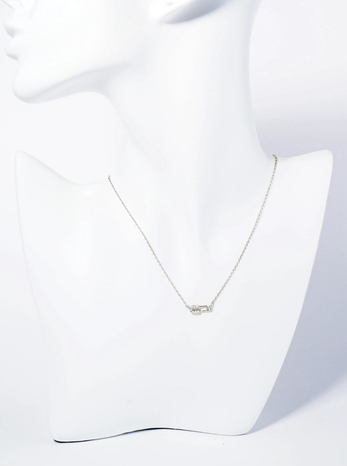 18K Gold Dipped Cubic Zirconia Petite Safety Pin Pendant Necklace