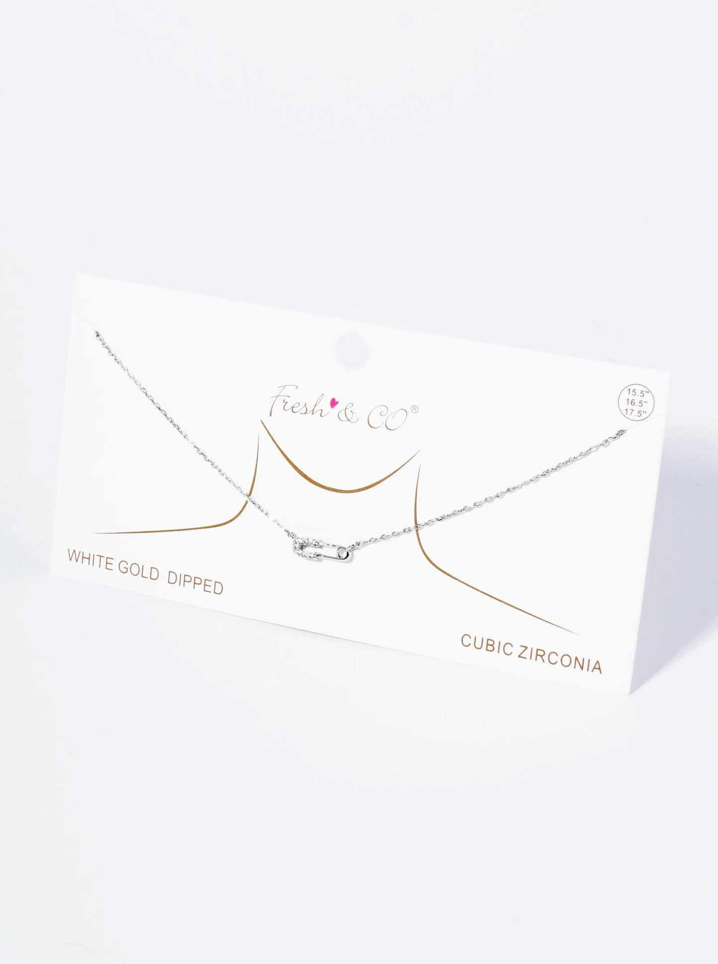 18K Gold Dipped Cubic Zirconia Petite Safety Pin Pendant Necklace