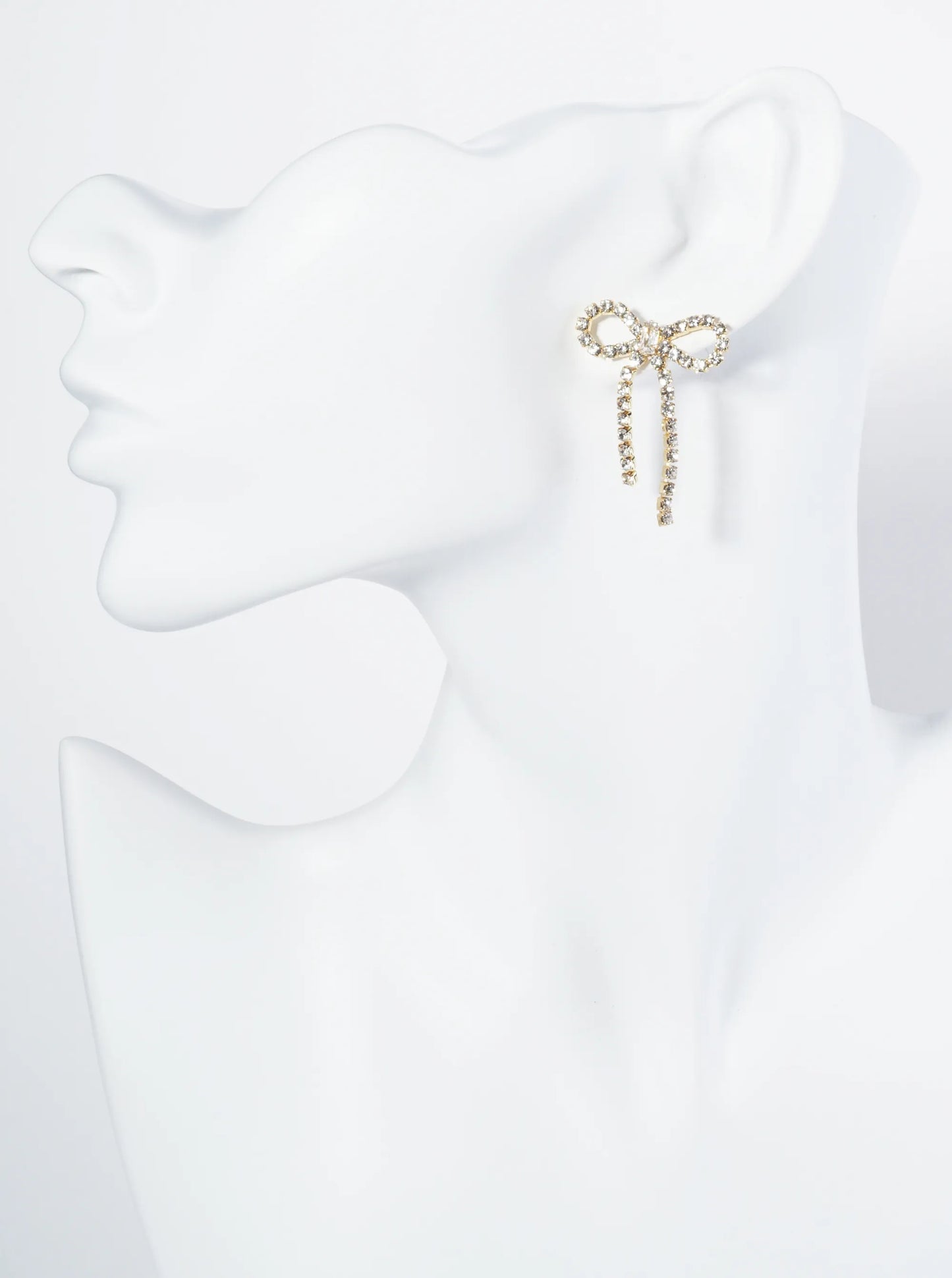 18K-Gold-Dipped Cubic-Zirconia Ribbon Bow Drop Post Earrings