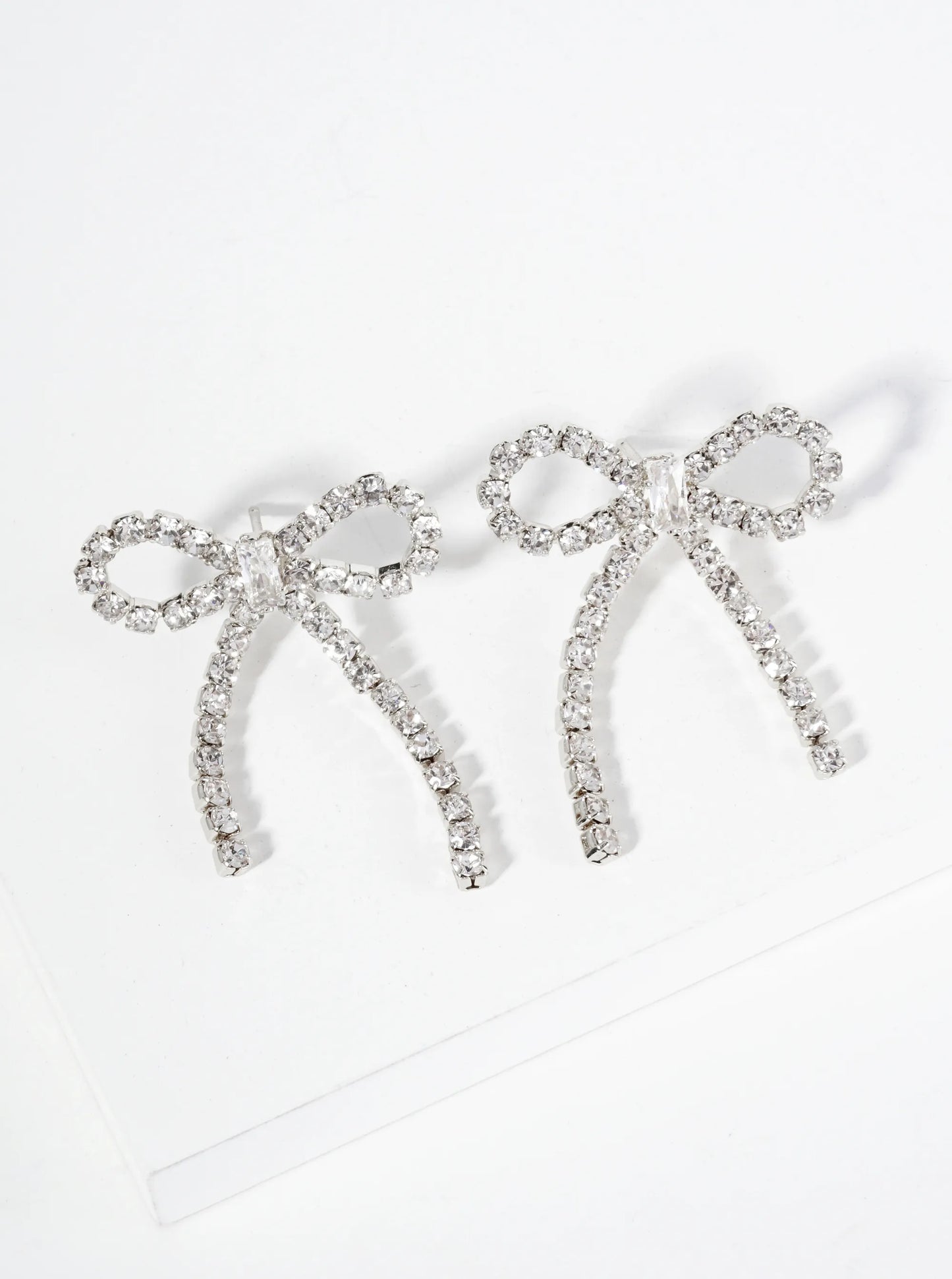 18K-Gold-Dipped Cubic-Zirconia Ribbon Bow Drop Post Earrings