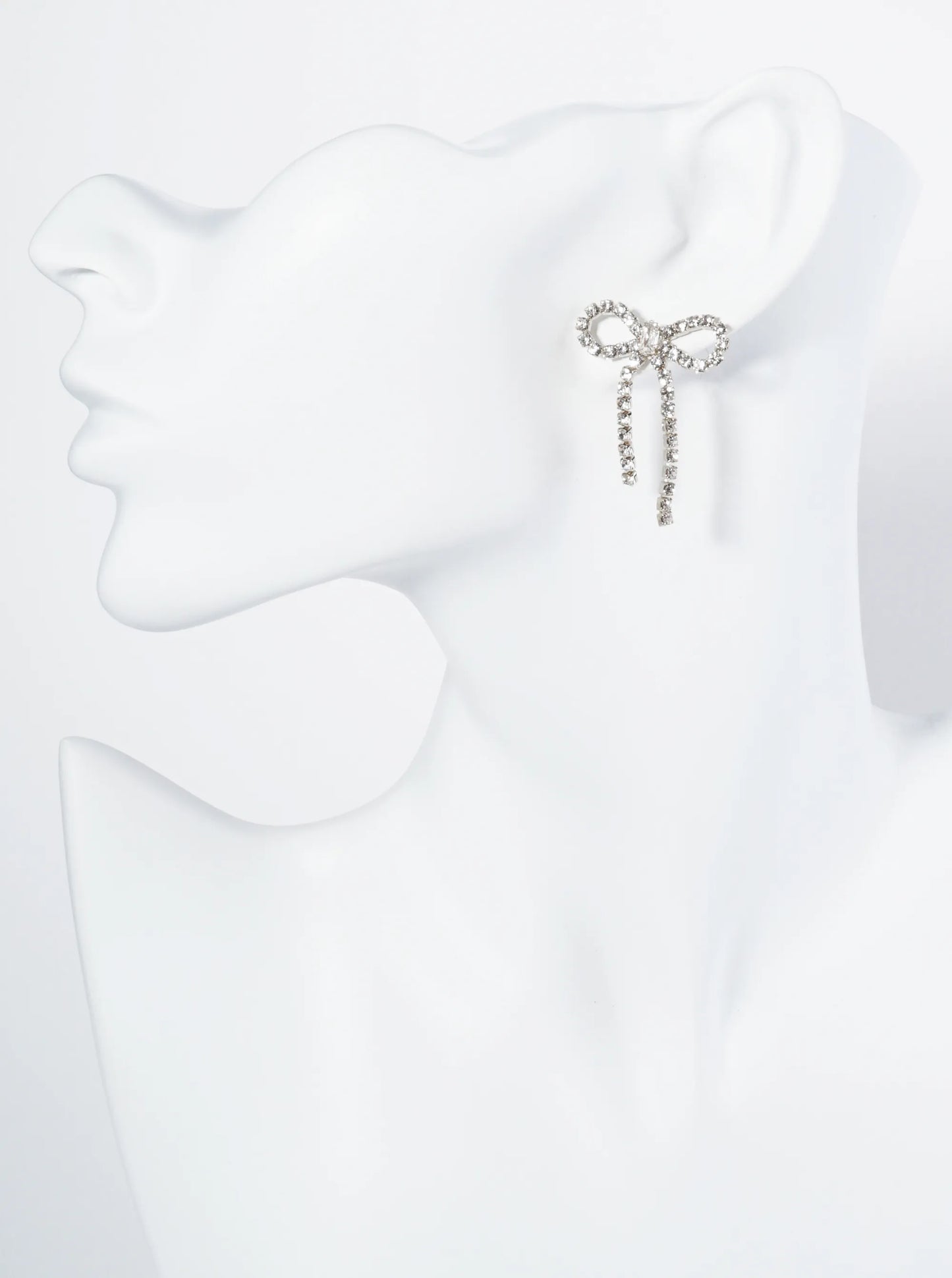 18K-Gold-Dipped Cubic-Zirconia Ribbon Bow Drop Post Earrings