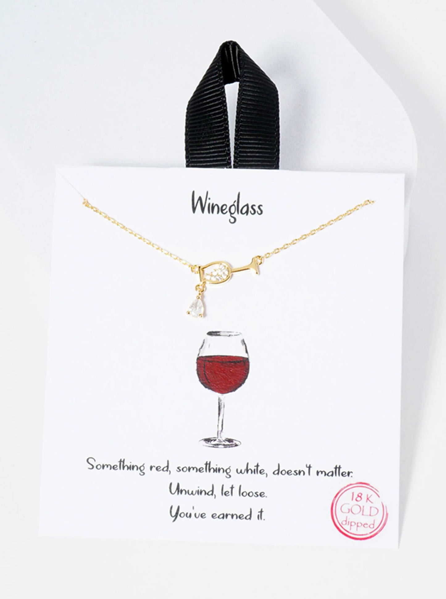 18K-Gold-Dipped Cubic-Zirconia Sideways Wineglass Pendant Necklace
