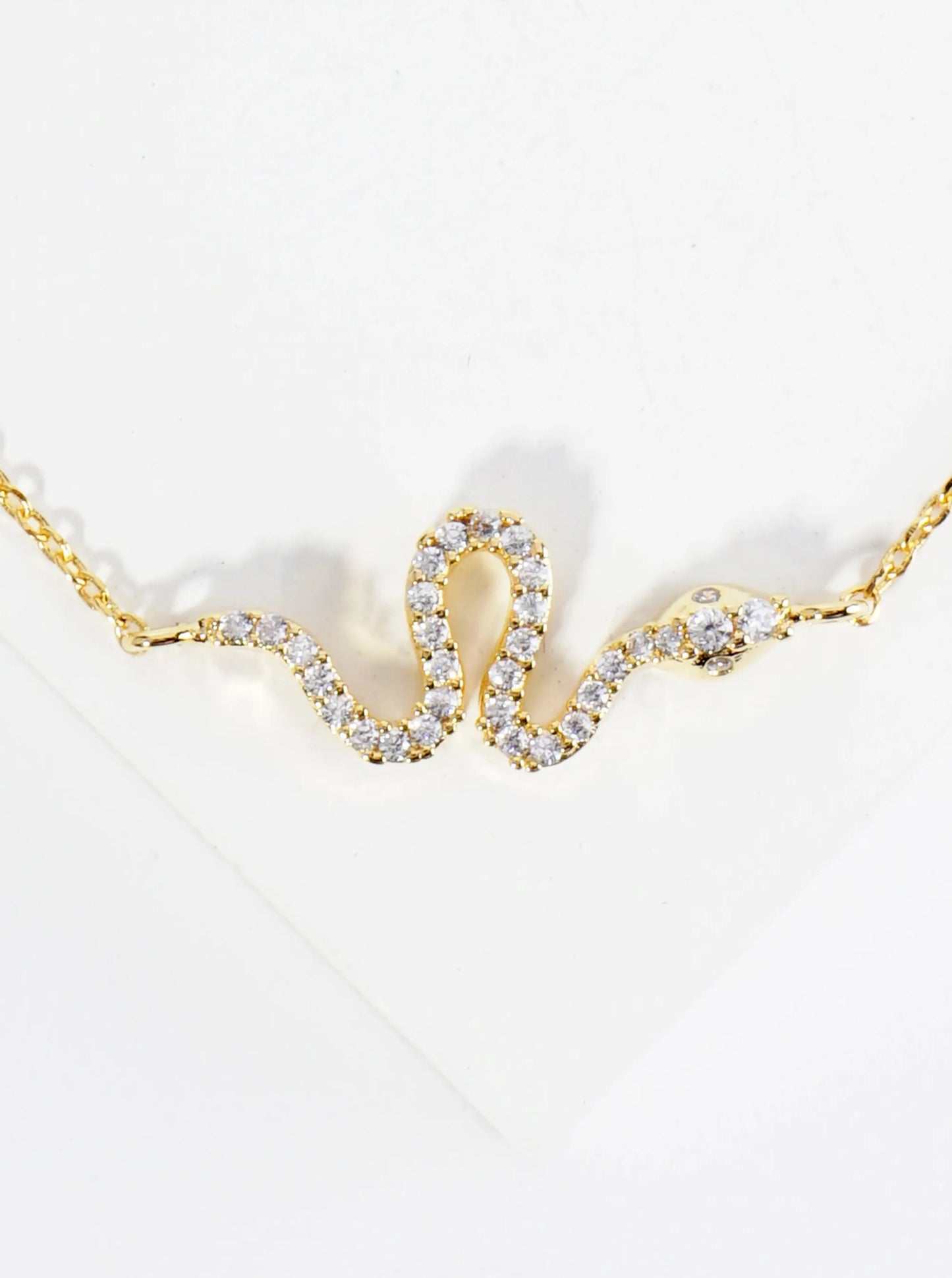18K Gold Dipped Cubic Zirconia Snake Brass Chain Anklet