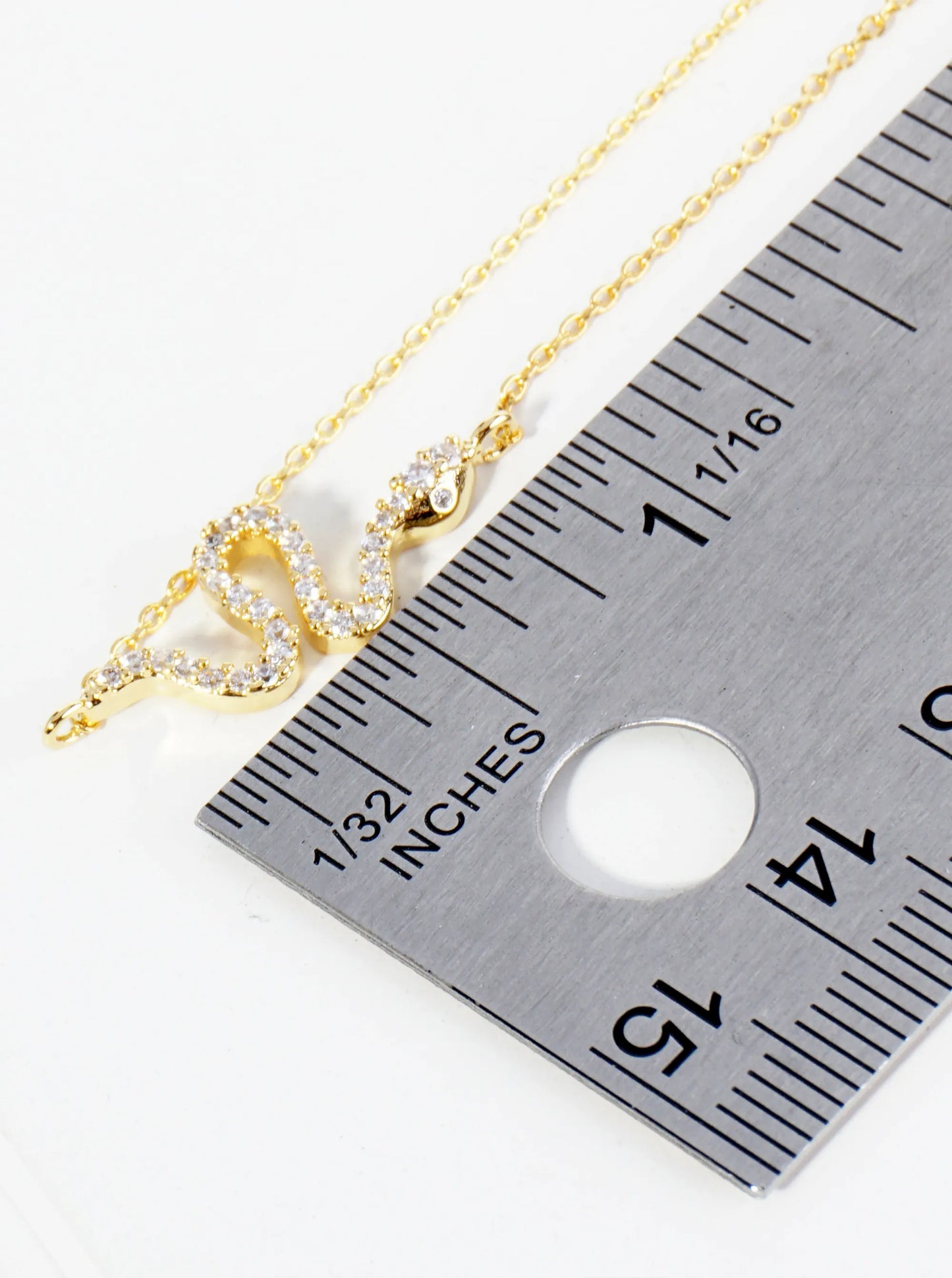 18K Gold Dipped Cubic Zirconia Snake Brass Chain Anklet