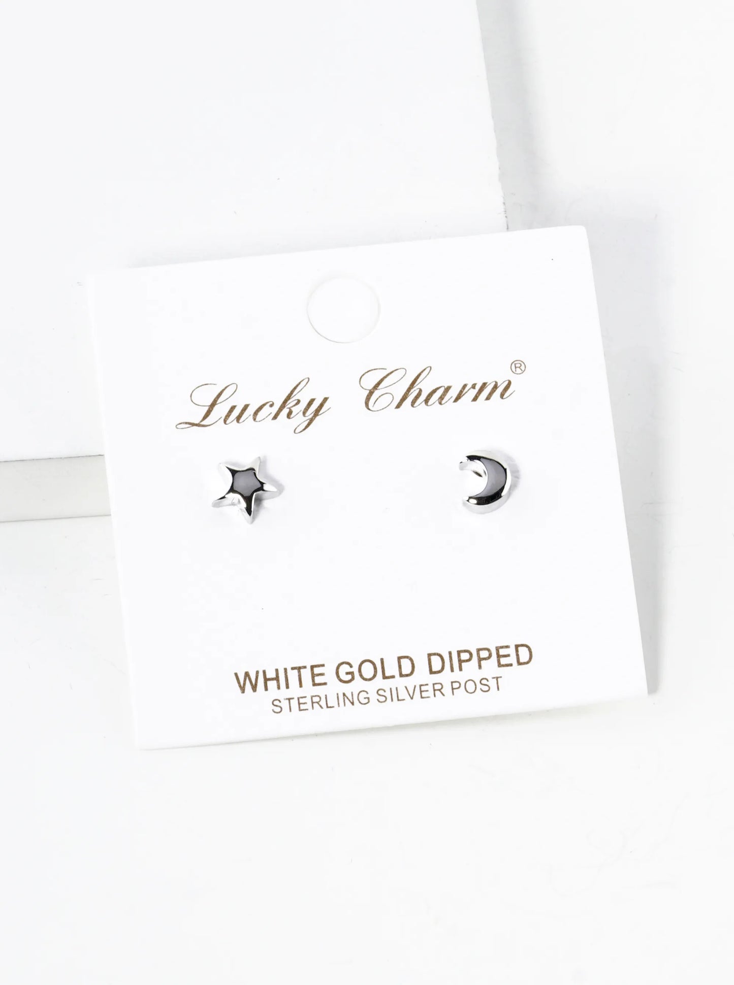 18K Gold Dipped Dainty 7mm Star And Moon Asymmetric Brass Stud Earrings