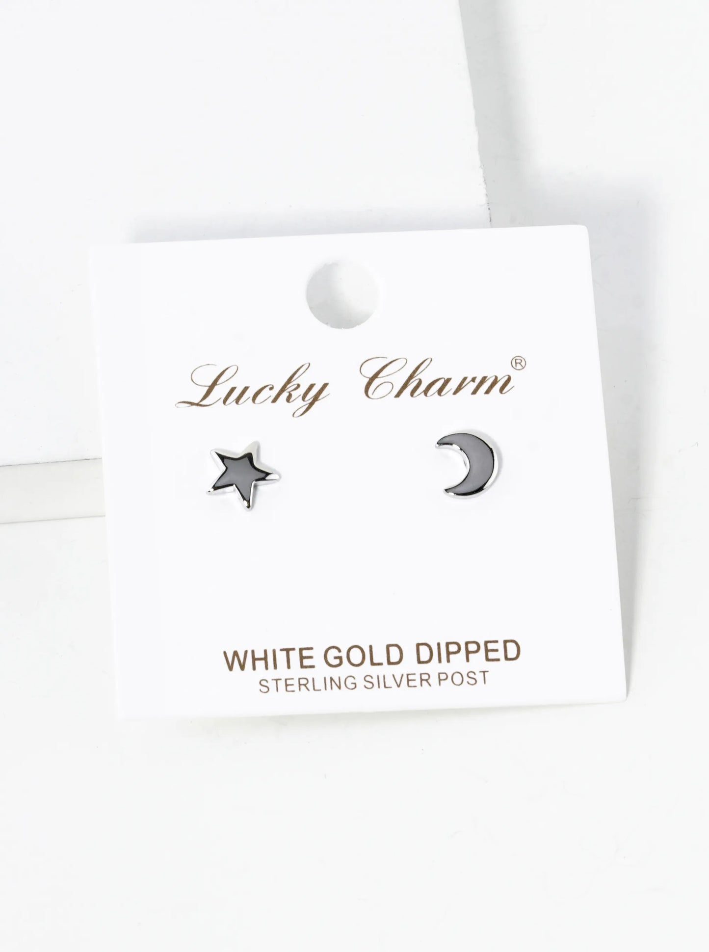 18K Gold Dipped Dainty 7mm Star And Moon Asymmetric Brass Stud Earrings