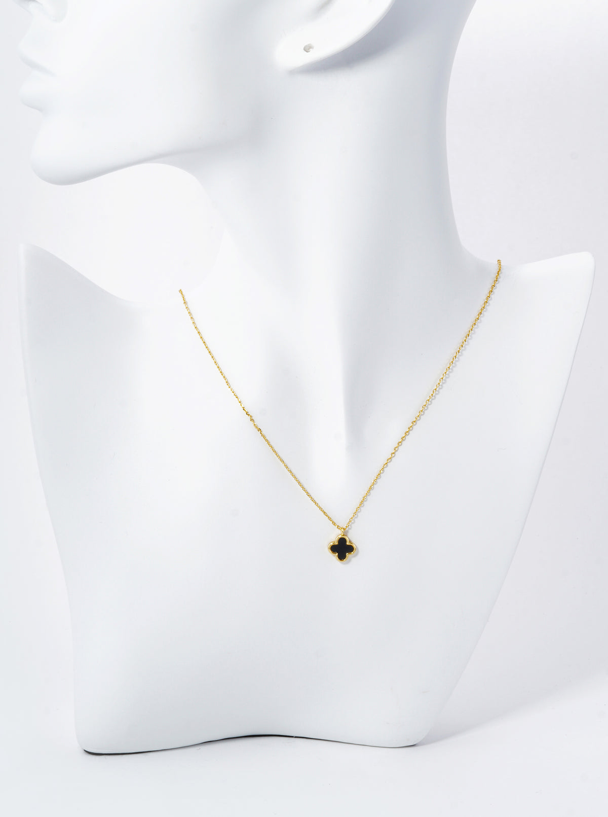 18K Gold Dipped Dainty 9mm Quatrefoil Pendant Necklace
