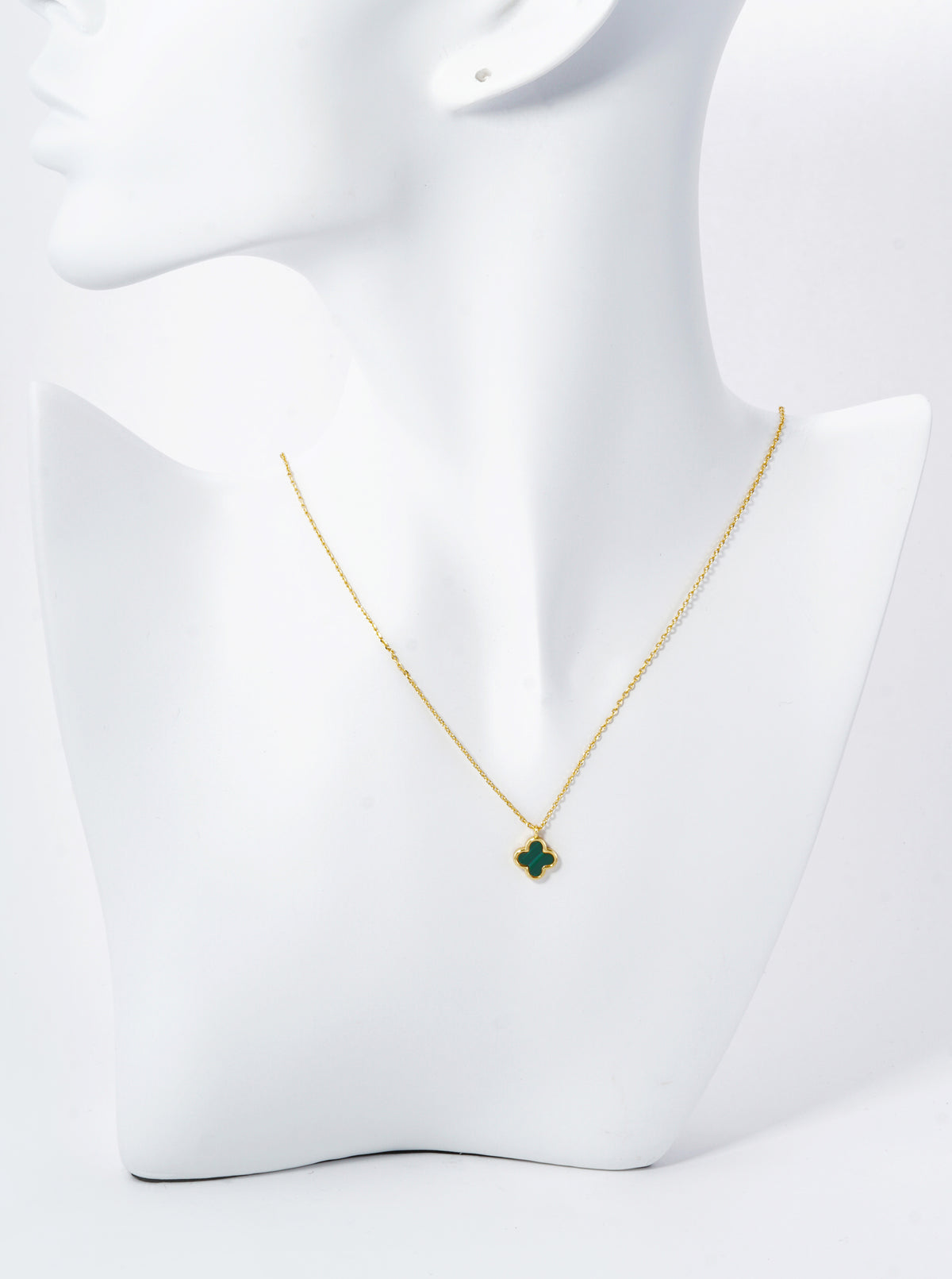 18K Gold Dipped Dainty 9mm Quatrefoil Pendant Necklace