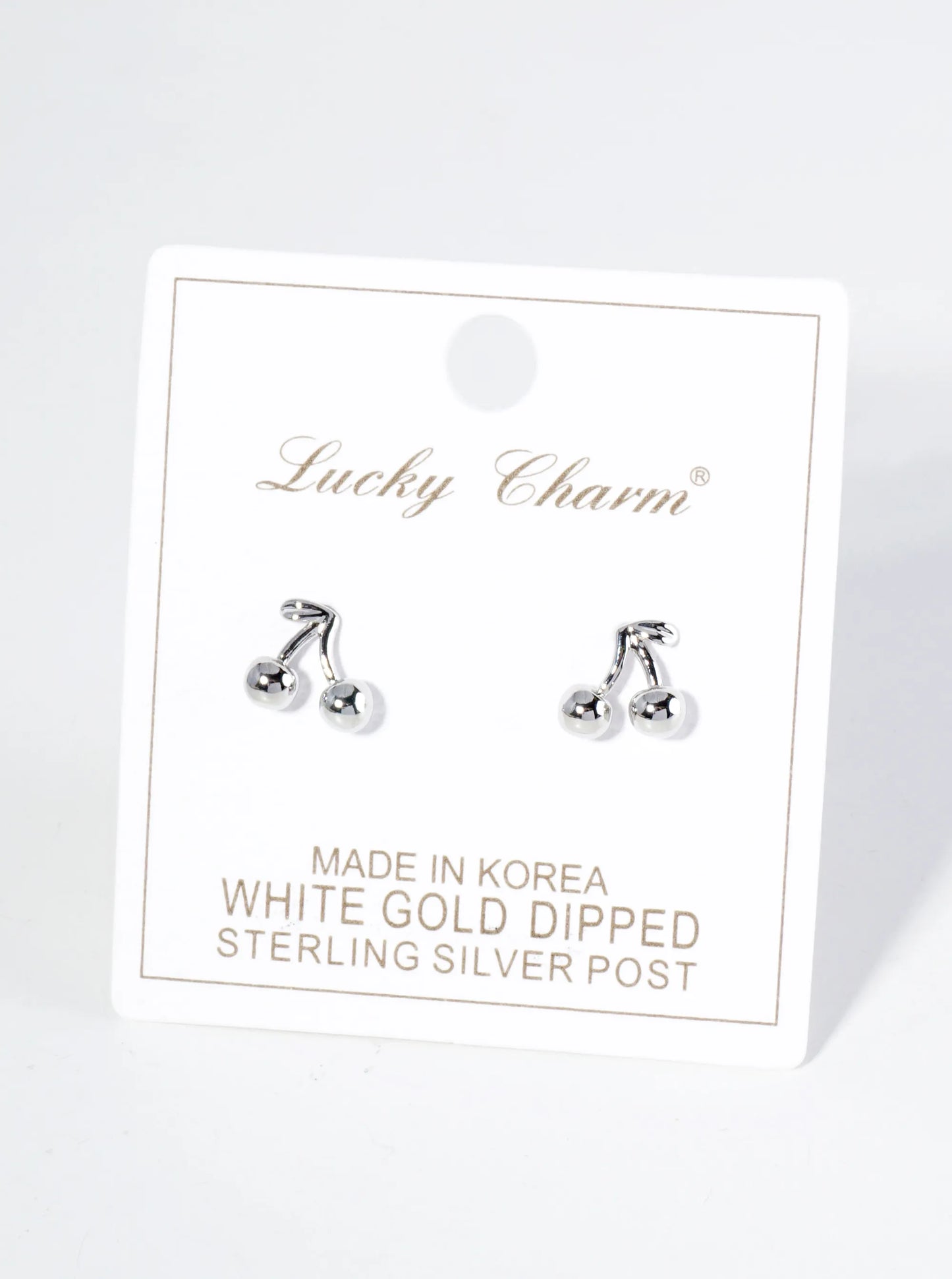18K Gold Dipped Dainty Brass Cherry Stud Earrings
