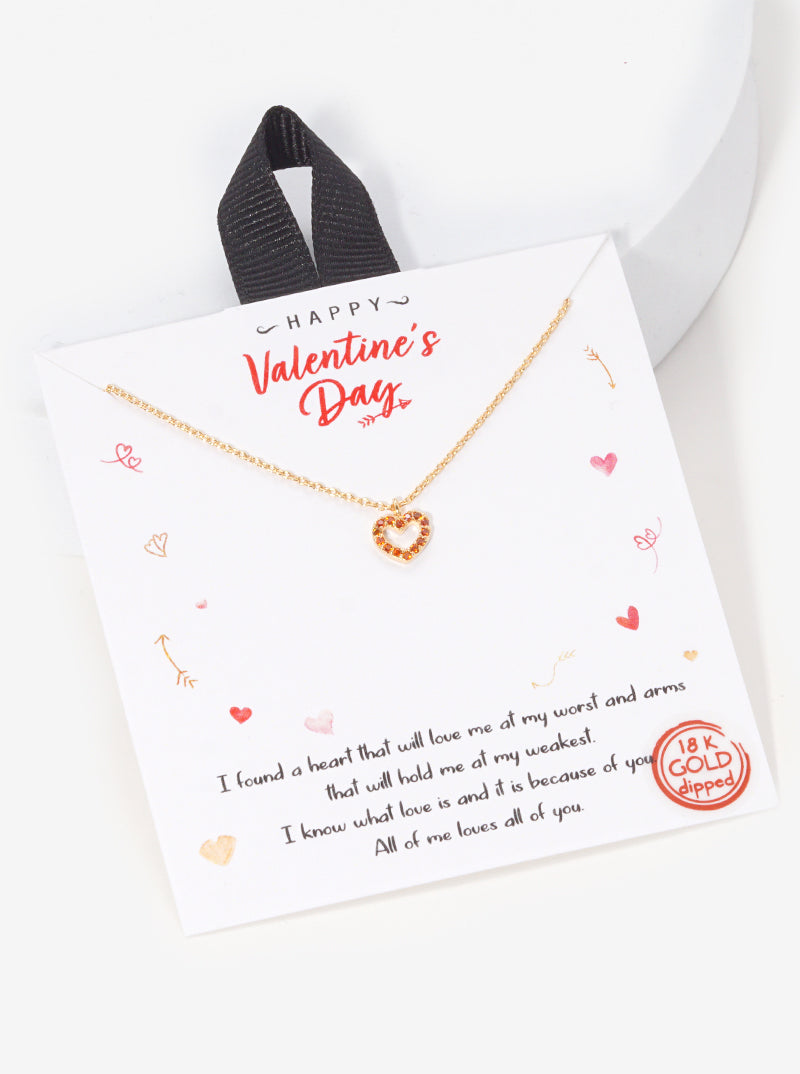 18K Gold Dipped Dainty CZ Pave Heart Pendant Necklace