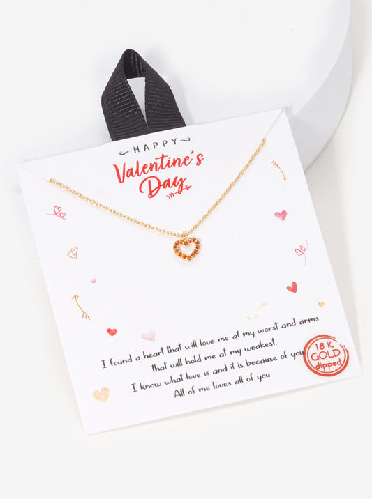 18K Gold Dipped Dainty CZ Pave Heart Pendant Necklace