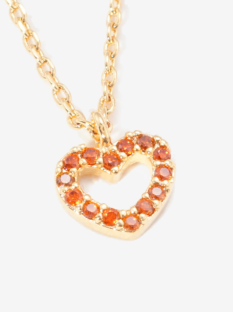 18K Gold Dipped Dainty CZ Pave Heart Pendant Necklace