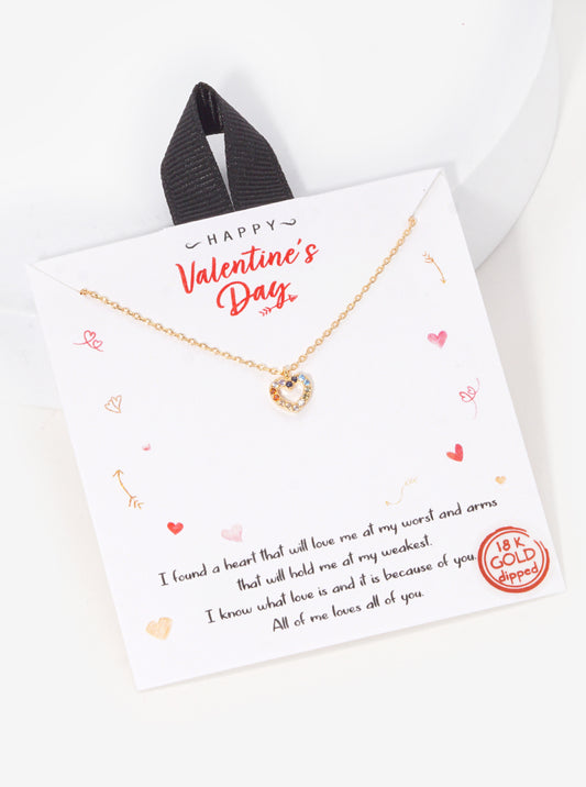 18K Gold Dipped Dainty CZ Pave Heart Pendant Necklace