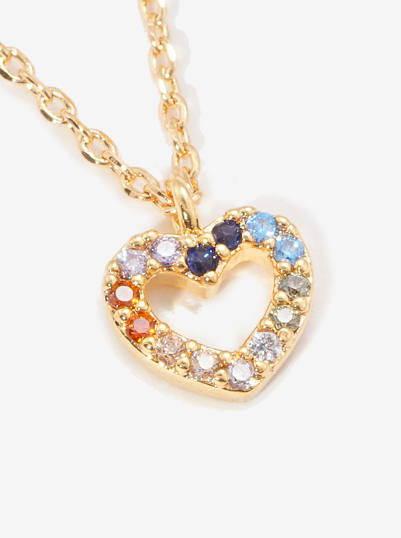 18K Gold Dipped Dainty CZ Pave Heart Pendant Necklace