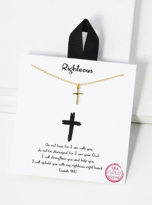 18K Gold Dipped Dainty Cross Pendant Necklace