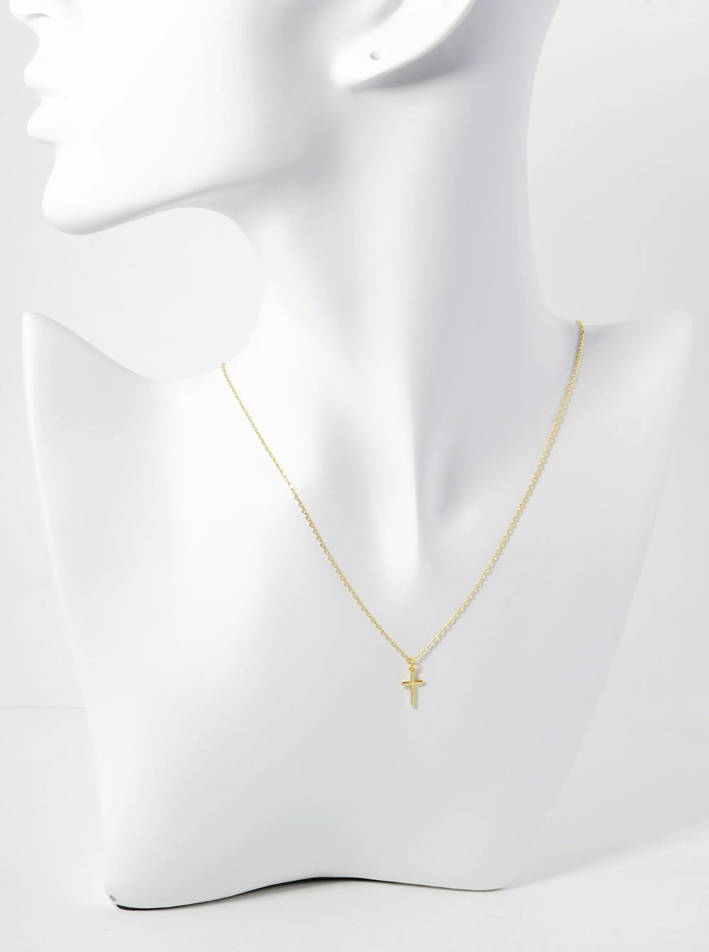 18K Gold Dipped Dainty Cross Pendant Necklace