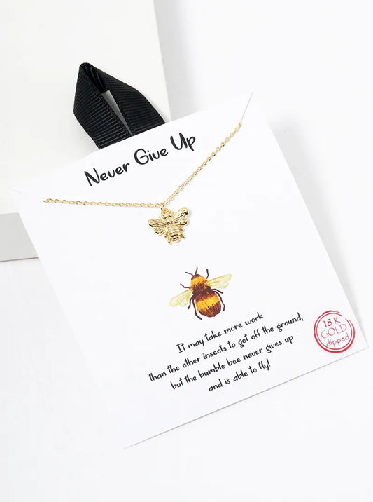18K Gold Dipped Dainty Honey Bee Pendant Necklace