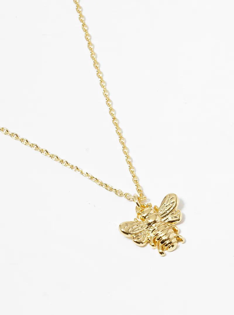 18K Gold Dipped Dainty Honey Bee Pendant Necklace