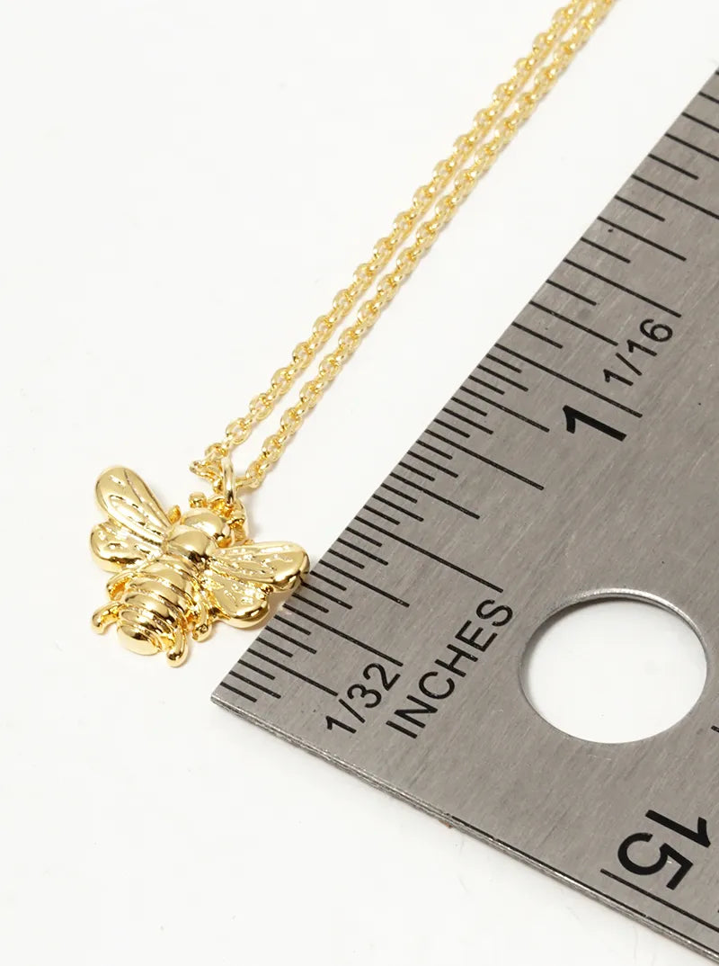 18K Gold Dipped Dainty Honey Bee Pendant Necklace