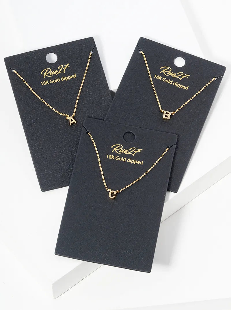18K Gold Dipped Dainty Initial Letter Pendant Necklace