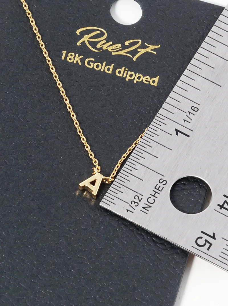18K Gold Dipped Dainty Initial Letter Pendant Necklace