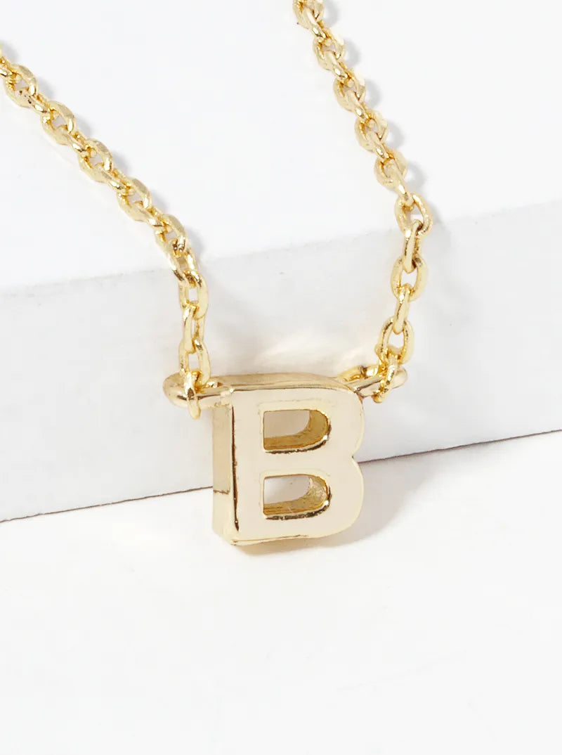 18K Gold Dipped Dainty Initial Letter Pendant Necklace