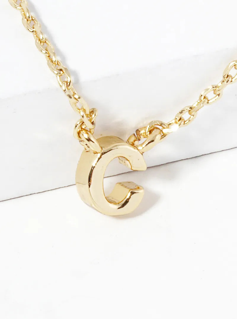 18K Gold Dipped Dainty Initial Letter Pendant Necklace